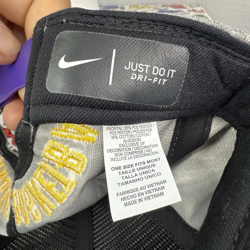 Nike Dri Fit Embroidered Los Angeles LA Lakers Hat Gray Purple Snap Back Cap